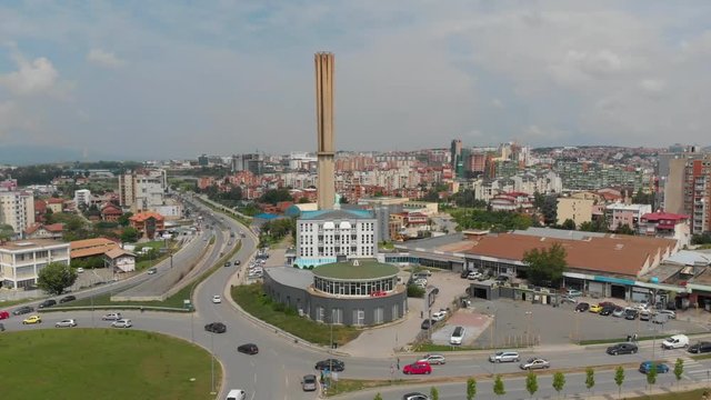 Aerial Serbia Kosovo Pristina June 2018 Sunny Day Mavic Air  Aerial video of downtown Pristina in Serbia on a beautiful sunny day.