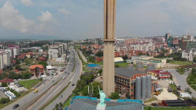 Aerial Serbia Kosovo Pristina June 2018 Sunny Day Mavic Air  Aerial video of downtown Pristina in Serbia on a beautiful sunny day.