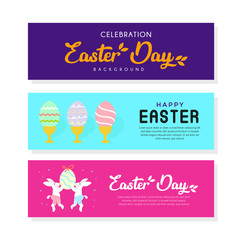 Fototapeta na wymiar Easter Day banners with colorful ornate Rabbit and Egg