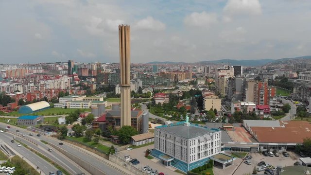 Aerial Serbia Kosovo Pristina June 2018 Sunny Day Mavic Air  Aerial video of downtown Pristina in Serbia on a beautiful sunny day.