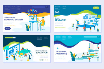 illustration of e-learning, e-book, online education modern vector concepts. Set of web page design templates. Banners website and mobile website development