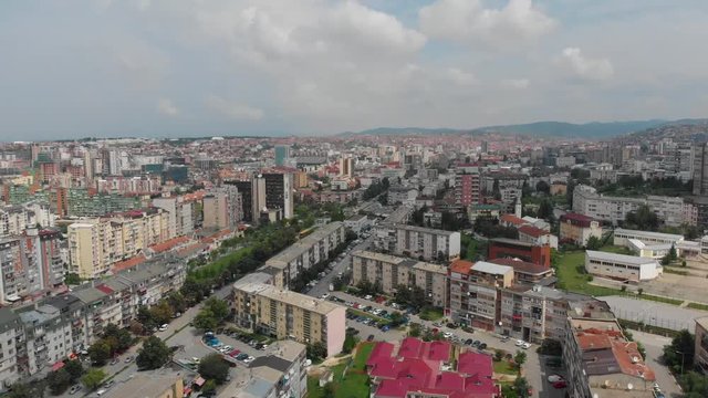 Aerial Serbia Kosovo Pristina June 2018 Sunny Day Mavic Air  Aerial video of downtown Pristina in Serbia on a beautiful sunny day.