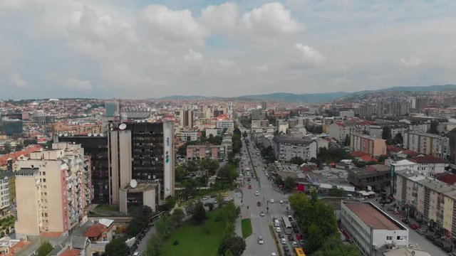 Aerial Serbia Kosovo Pristina June 2018 Sunny Day Mavic Air  Aerial video of downtown Pristina in Serbia on a beautiful sunny day.