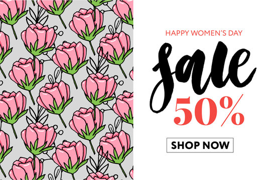 Flowers beautiful floral vector art watercolor sale banner style for 8 March, Mother's Day Women's day