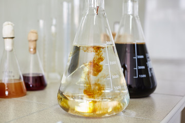 Flasks in the Laboratory of Organic Fertilizers