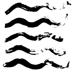 Black ink vector brush strokes. Vector illustration. Grunge wave texture.