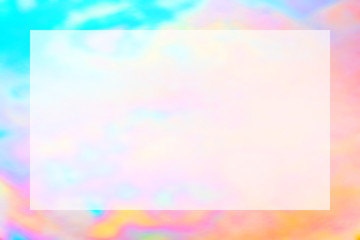 Abstract colorful rainbow iridescent pearlescent background with light copy space area. Can be resize to your proportion