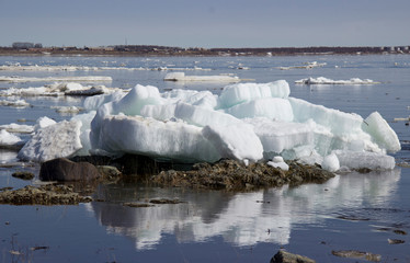 Ice drift on the river.