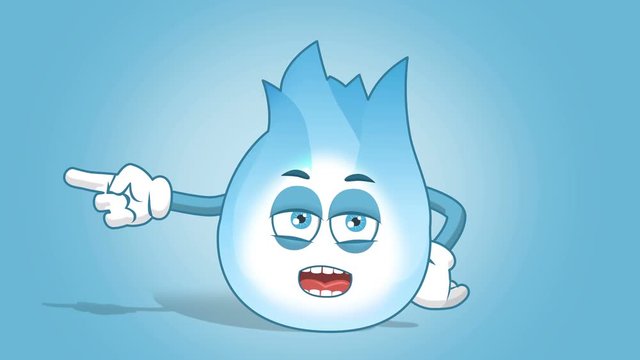 Cartoon Gas Flame Unhappy Left Pointer Speak with Face Animation Alpha Matte