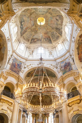 Obraz premium The ceiling of St. Nicholas Church, Prague, Bohemia, Czech Republic