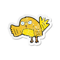 retro distressed sticker of a angry cartoon bird