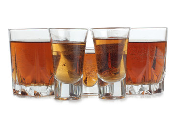 Vintage glass goblet for whiskey on white background