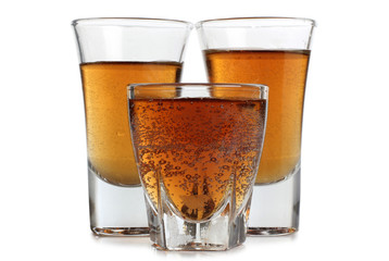 Vintage glass goblet for whiskey on white background