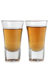 Vintage glass goblet for whiskey on white background