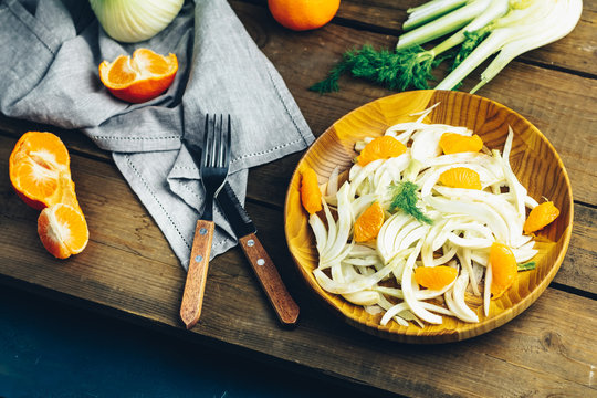 Traditional sicilian italian salad with fennel and tangerine