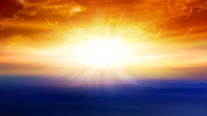 Abstract big explosion . Light from sky . Religion background . beautiful cloud . background sky at sunset and dawn .