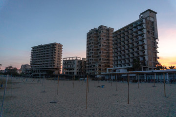 Famagusta/Cyprus - February 3, 2019:Ruins of buildings at Varosia district of Famagusta.