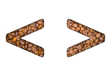 symbol of the alphabet - coffee beans background. Coffea