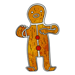 textured cartoon doodle of a gingerbread man