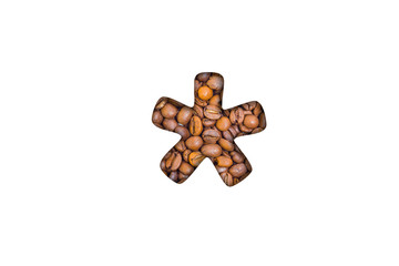 symbol of the alphabet - coffee beans background. Coffea