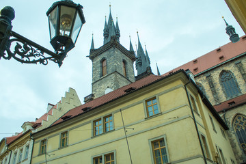 The magnificent architecture of Prague, the historical center of Prague, the unique historical Prague houses