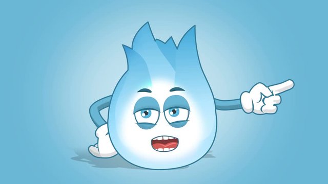 Cartoon Gas Flame Unhappy Right Pointer Speak with Face Animation Alpha Matte