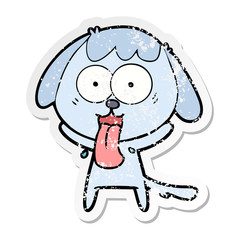 distressed sticker of a cute cartoon dog