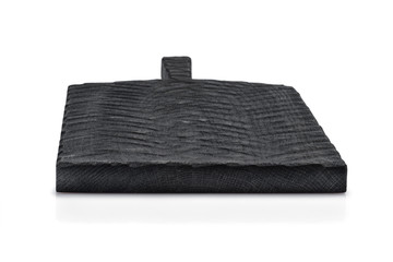 One black wooden cutting Board on white background. Iisolate on white