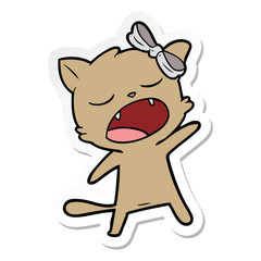 sticker of a cartoon singing cat