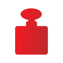 Perfume red icon, vector sign on isolated background. Perfume concept symbol. Vector illustration style perfume in a glass bottle on a white background. Beautiful red perfume bottles. Concept score