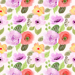 spring flower watercolor seamless pattern