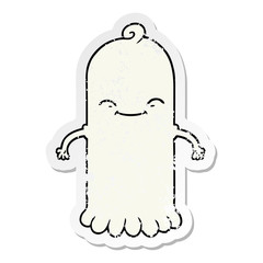 distressed sticker of a cartoon ghost