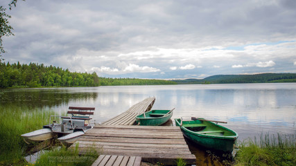 Obraz premium pier with boats on the lake