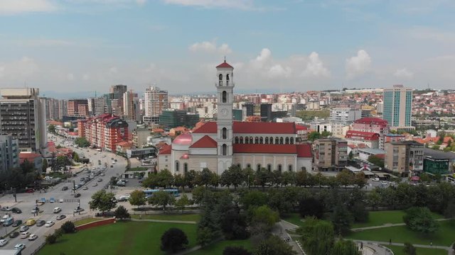 Aerial Serbia Kosovo Pristina June 2018 Sunny Day Mavic Air  Aerial video of downtown Pristina in Serbia on a beautiful sunny day.