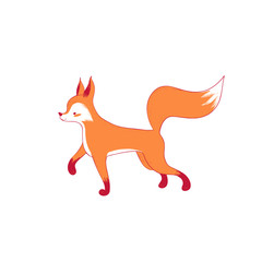 Cute standing fox in cartoon style. Isolated illustration forest animal.
