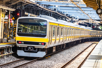 Modern train in Tokyo railway station, Japan