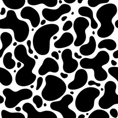 Seamless pattern of liquid shapes, large and small size, monochrome color. Eps10 vector.