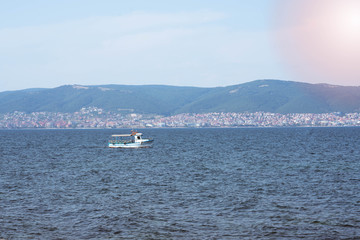 Bulgaria, Black Sea, fishing boat, sun light effect