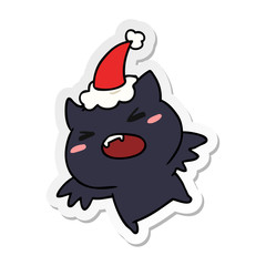 christmas sticker cartoon of kawaii bat