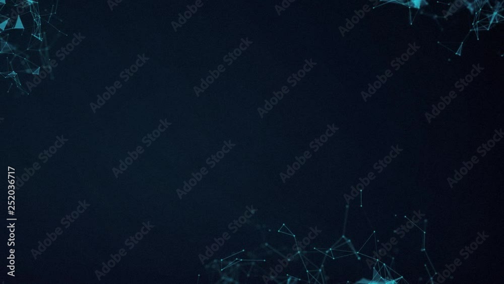 Canvas Prints abstract connected dots, neon lines, triangles, wireless communication network on space background. 