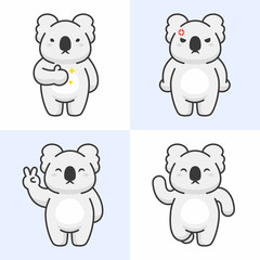 Vector set of cute koala characters