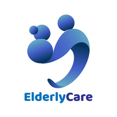 Elderly healthcare heart shaped logo. Nursing home sign.