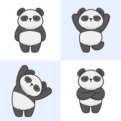 Vector set of cute panda characters