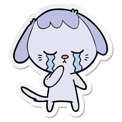 sticker of a cartoon crying dog