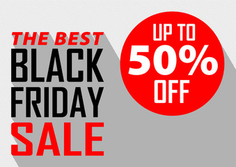 Black Friday sale banner layout design. Sale poster of black Friday. Type design with long shadow. All in a single layer. Vector illustration.