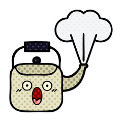 comic book style cartoon steaming kettle