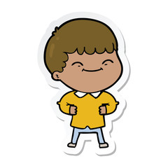 sticker of a cartoon happy boy