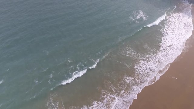 Aerial view of the stunning beach at Barafundle Bay on the Pembrokeshire coast of South Wales UK Europe