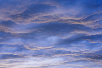 Beautiful wavy cloudy sky at sunset, natural background