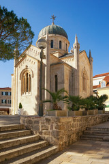 Fototapeta na wymiar Religious architecture. Orthodox Church of Archangel Michael in Old Town of Herceg Novi, Montenegro